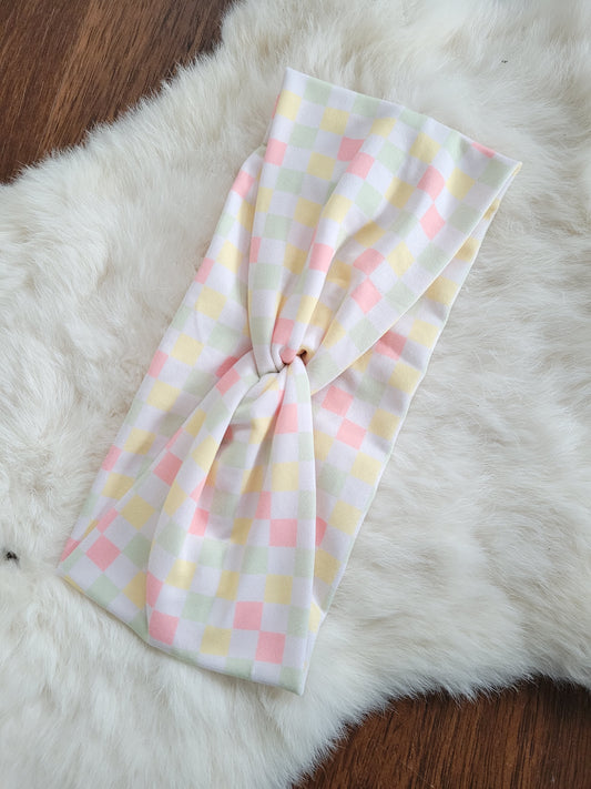 Pink yellow green checkered
