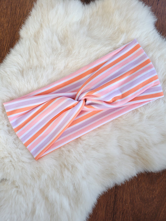 Pink, peach, purple stripes