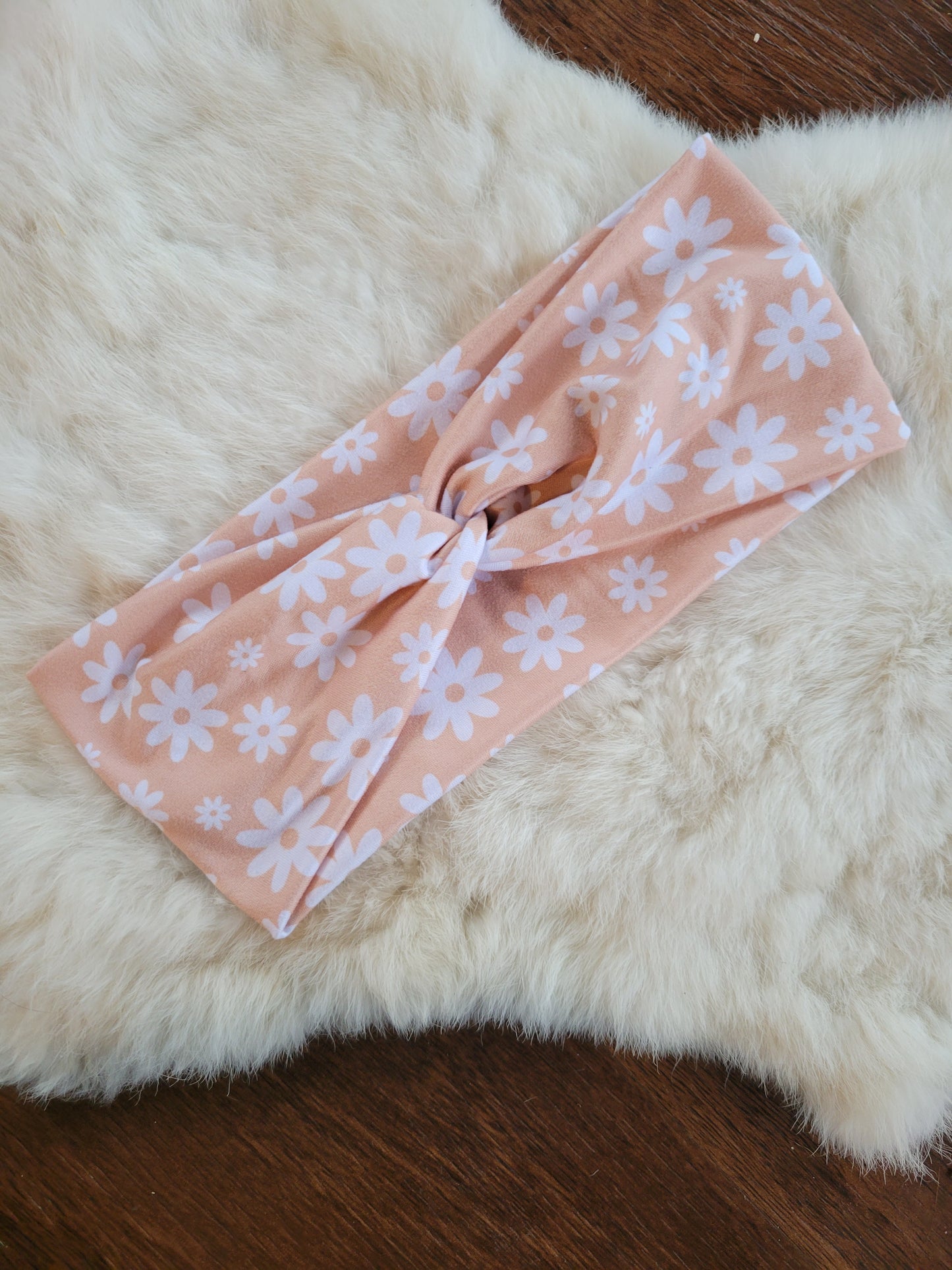 Tan with white flowers