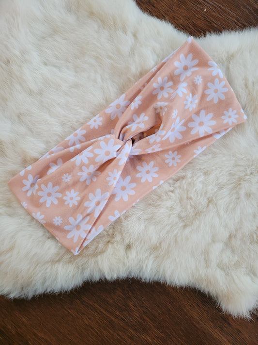 Tan with white flowers