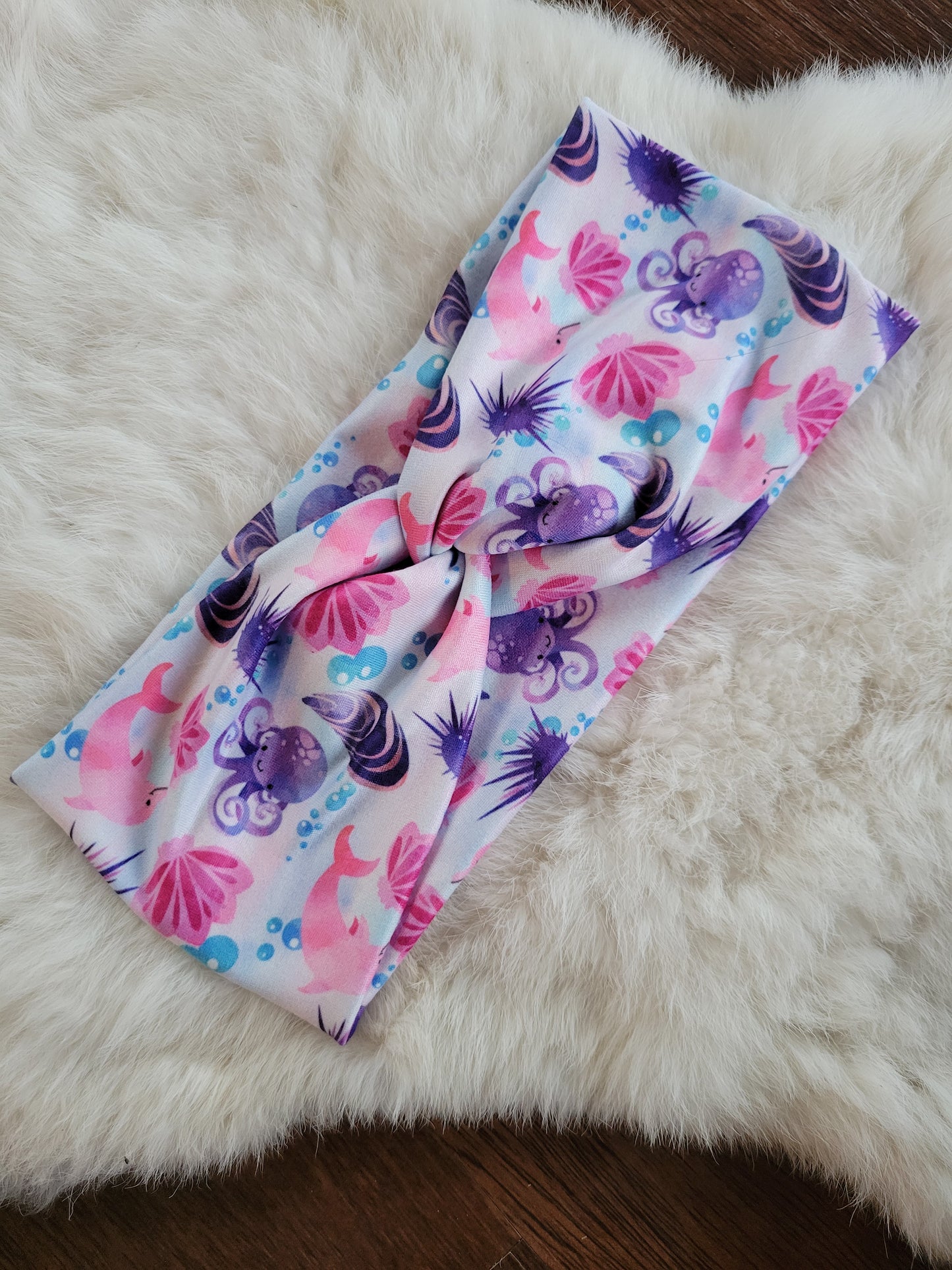 Pink and purple ocean dolphin octopus