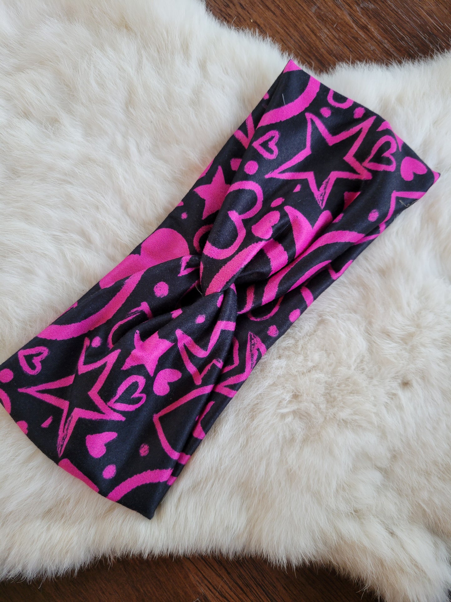 Neon pink doodles on black