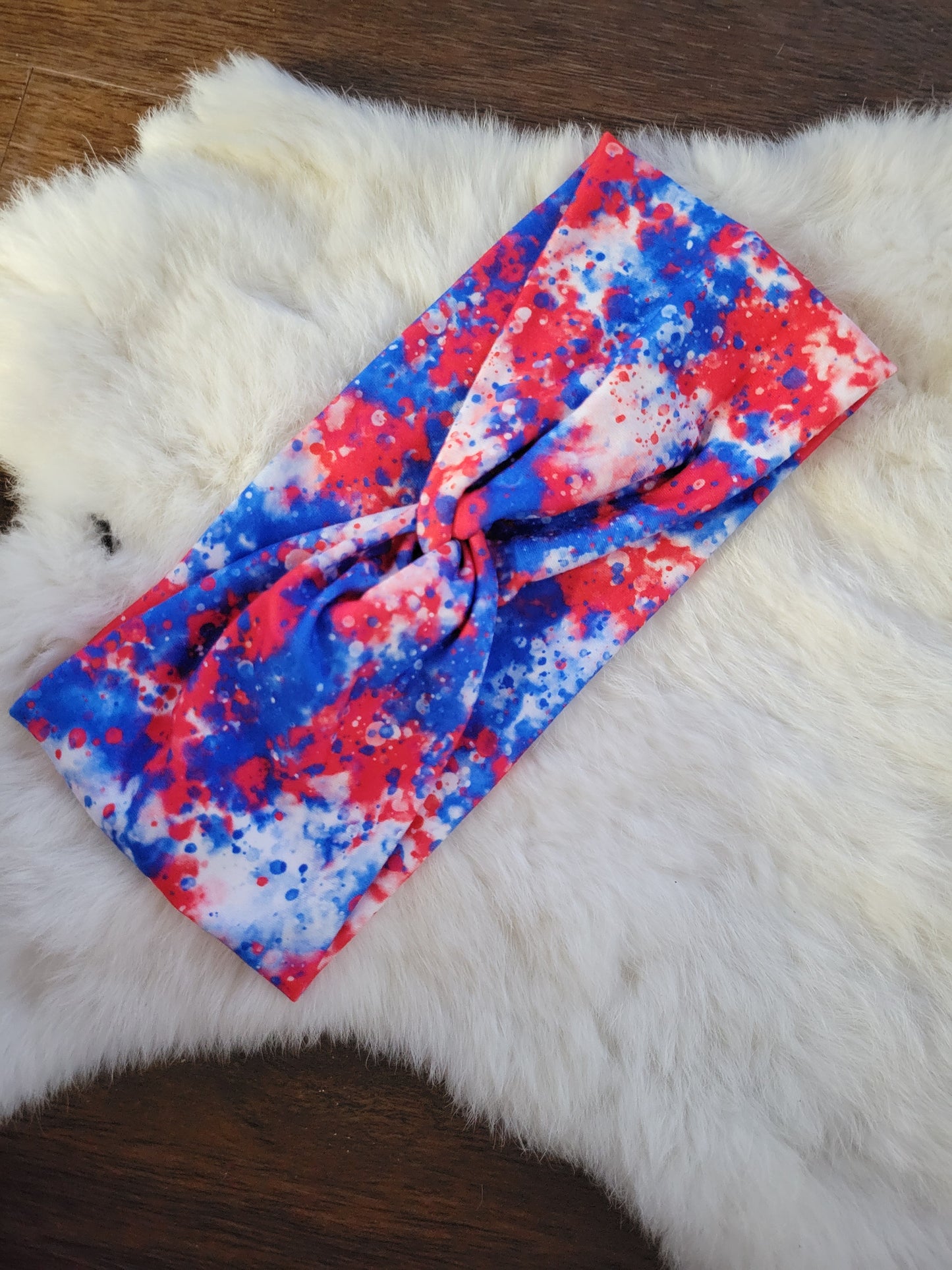 Red white and blue speckled tie dye