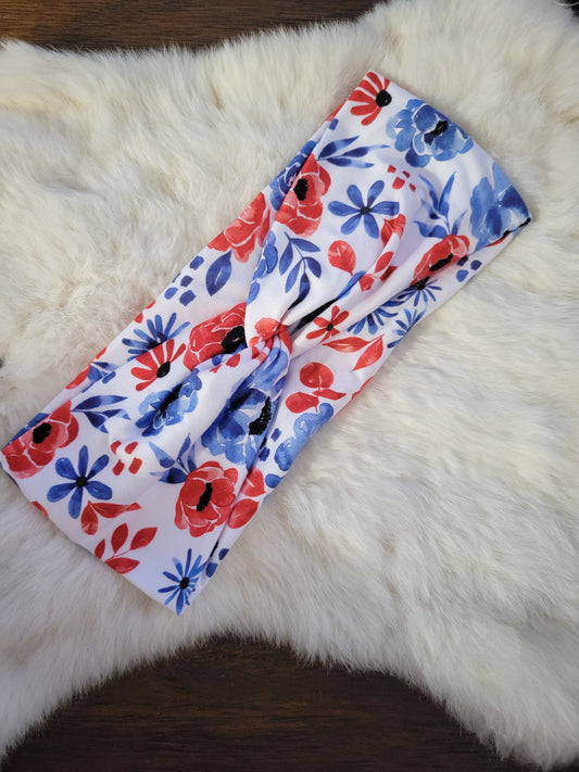Red and blue floral