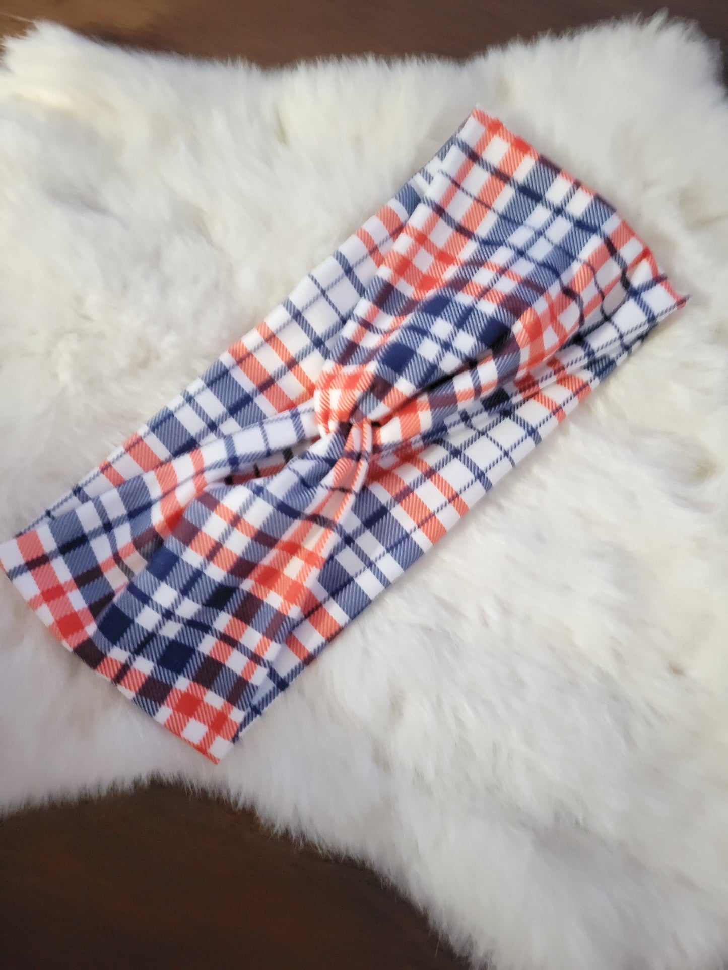 Navy and red plaid