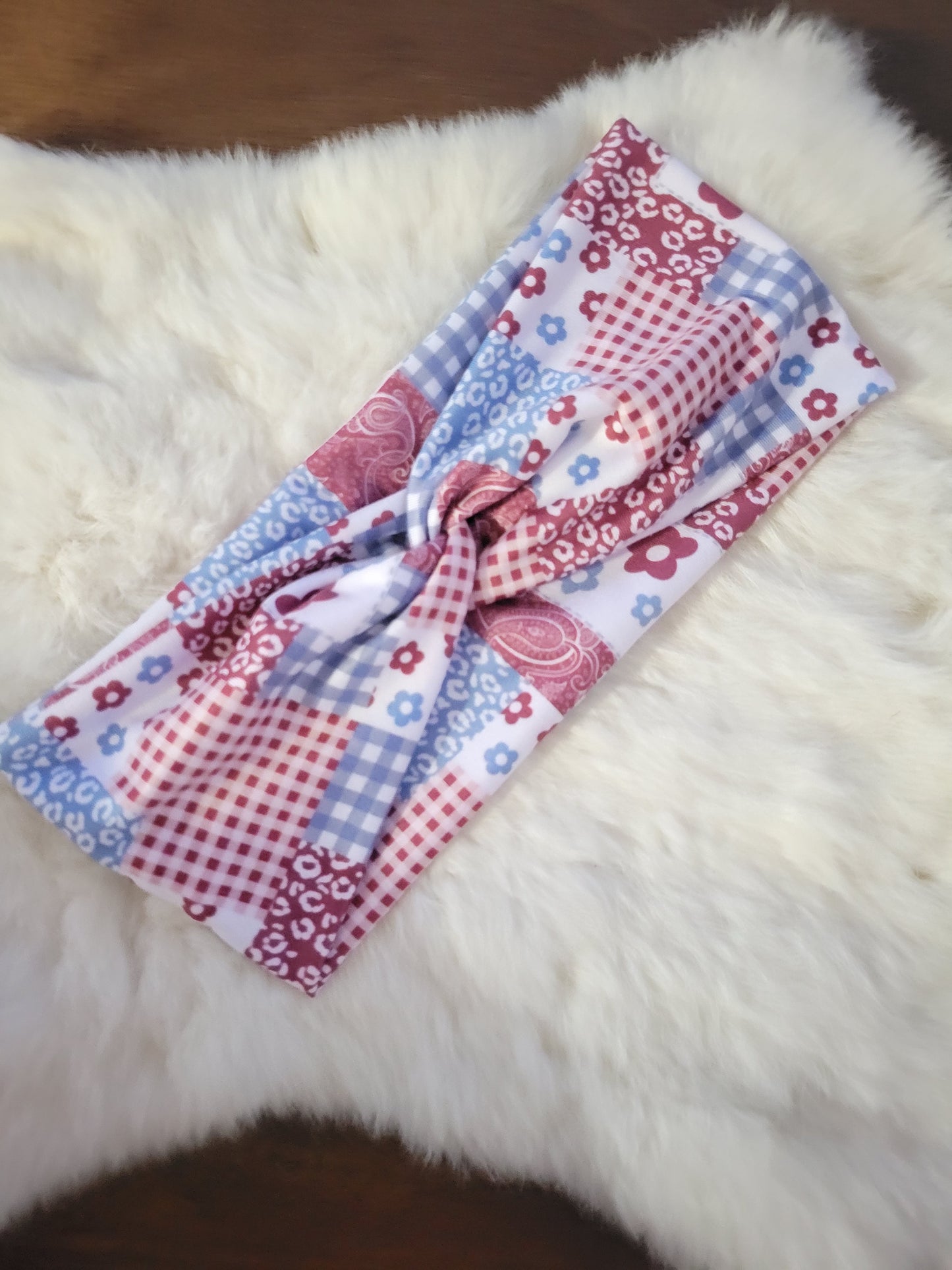 Quilted 4th of july plaid and flowers