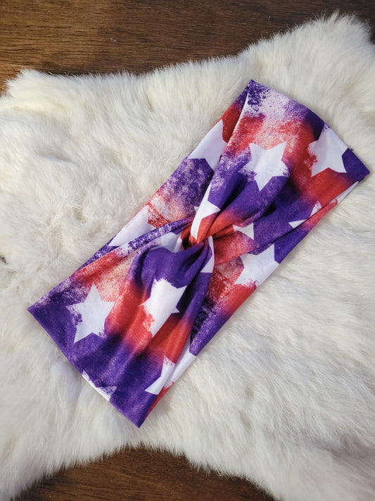 Distressed red and blue striped with white stars