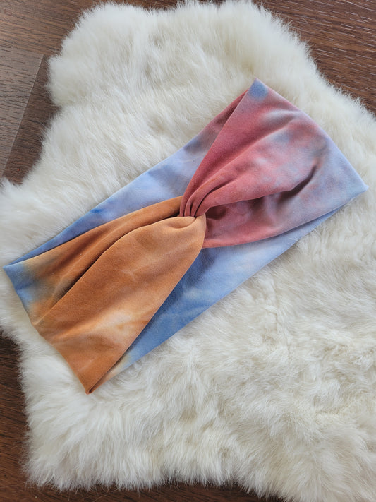 Mauve orange and blue tie dye