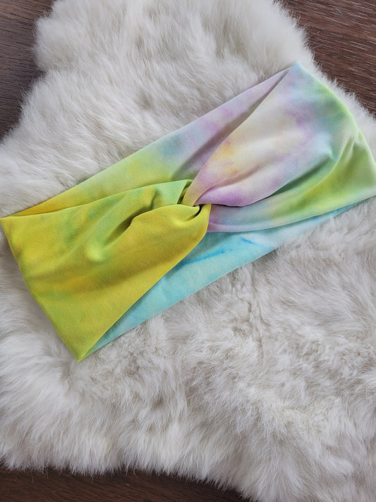 Yellow purple blue tie dye