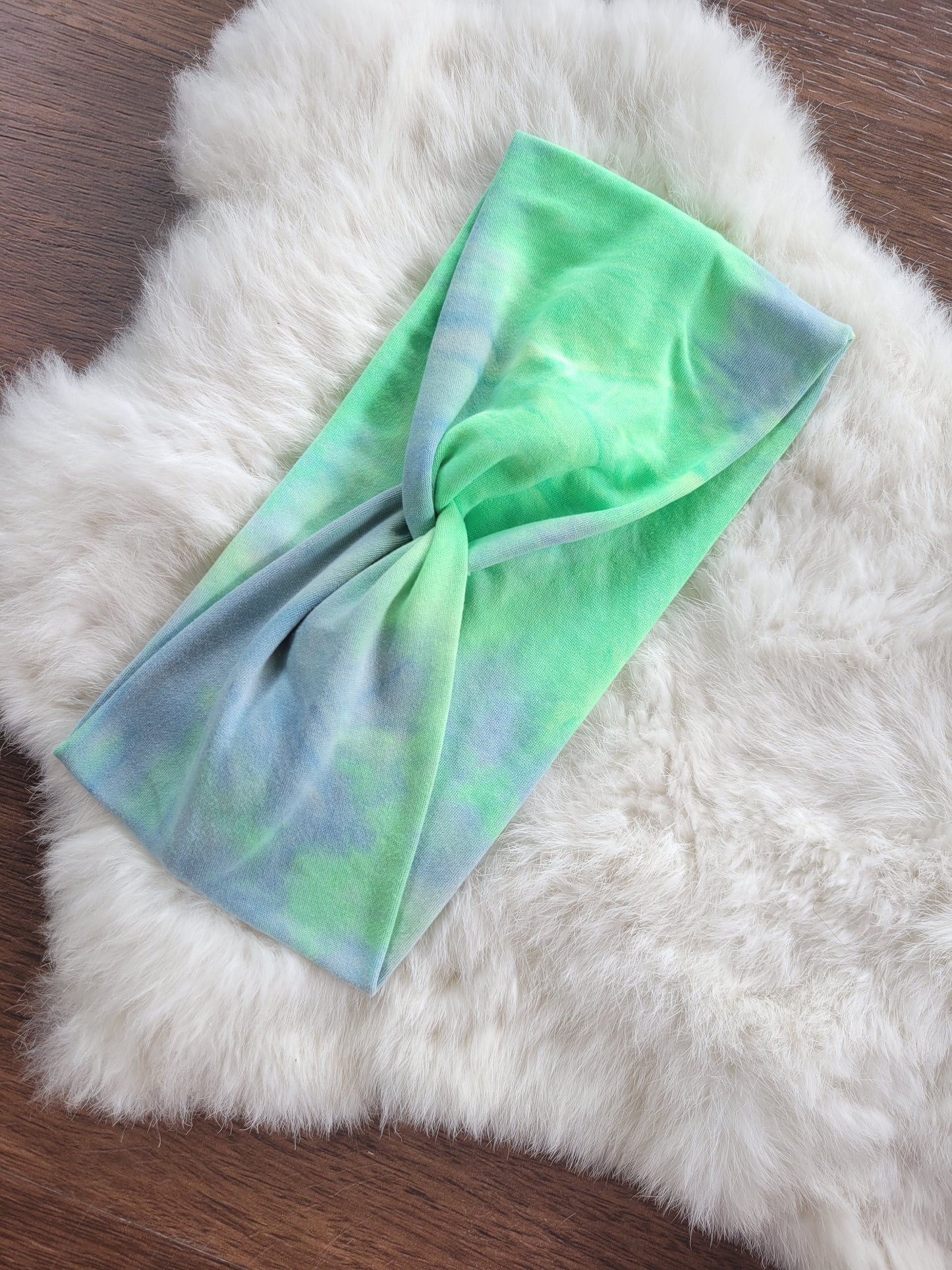 Neon green and blue tie dye