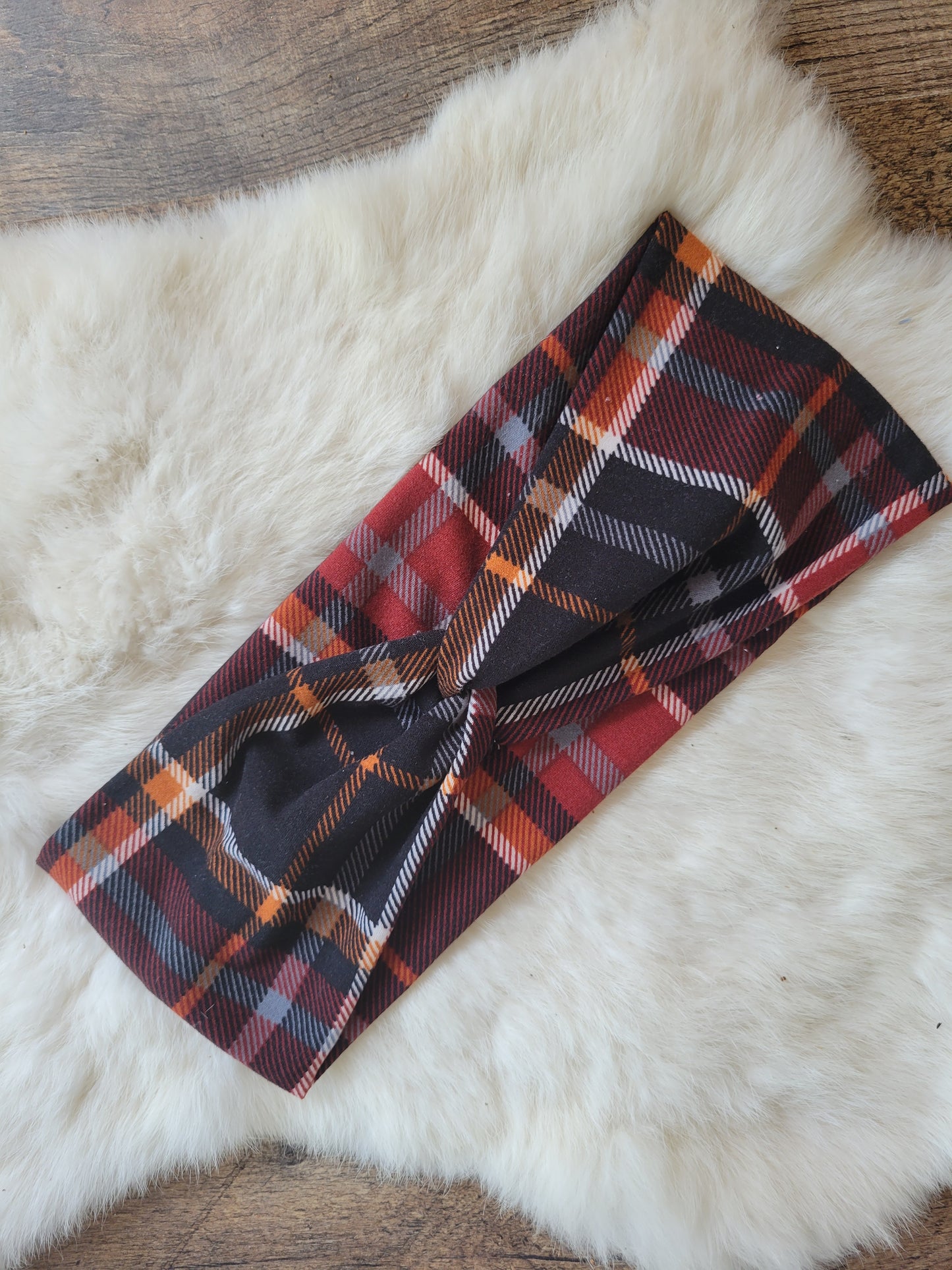 Black orange red plaid