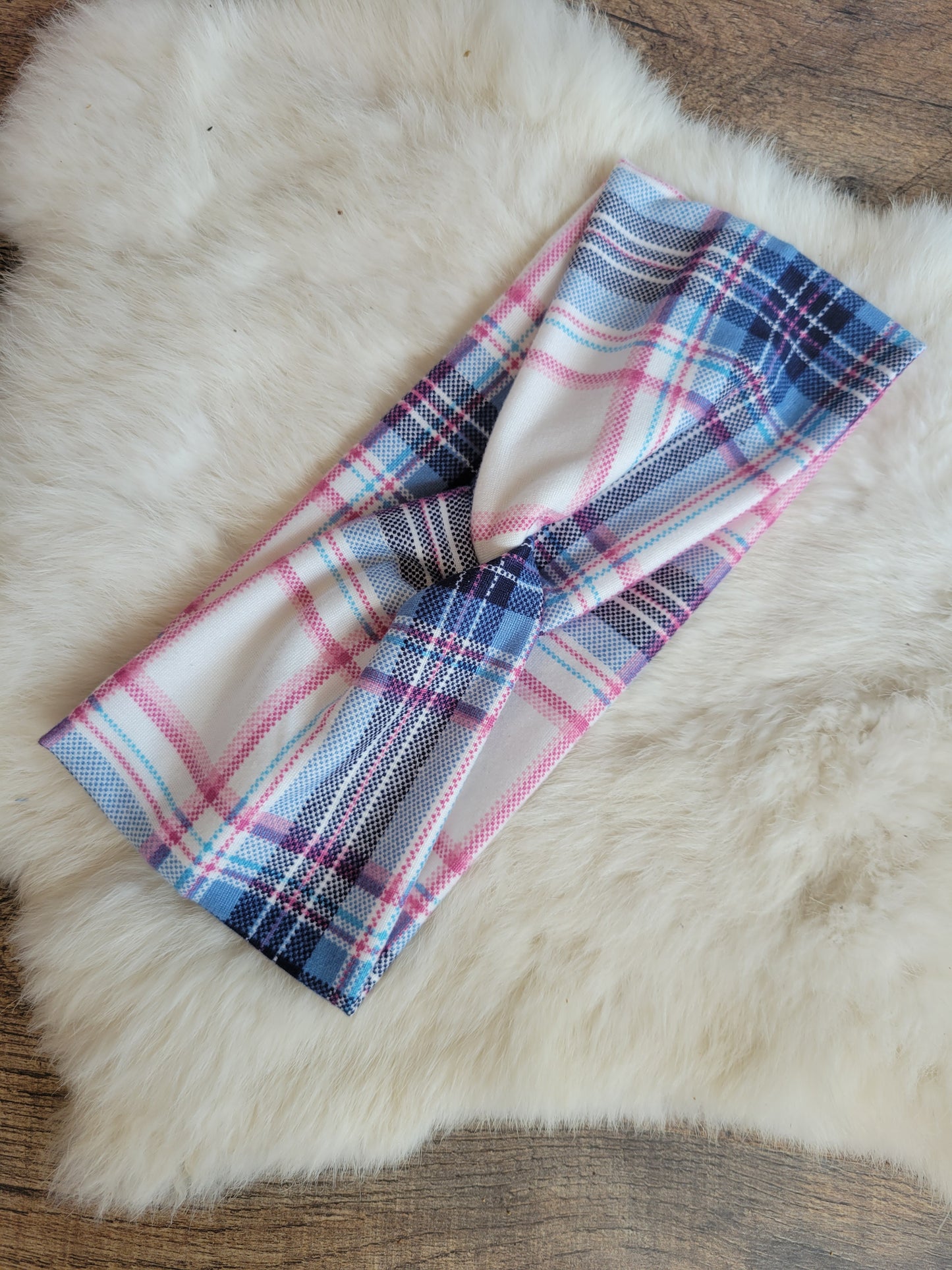 Blue and pink plaid