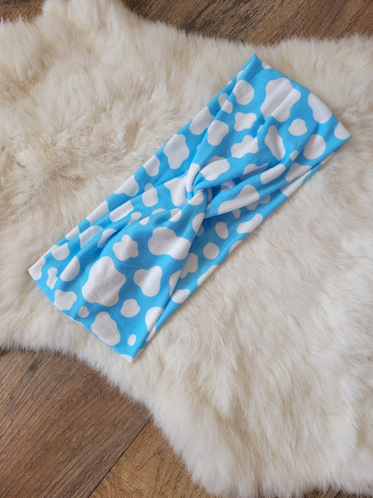 Blue and white cow print