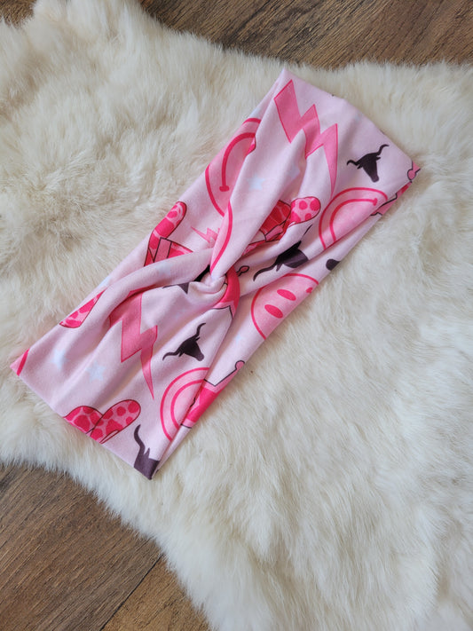 Neon pink cowgirl print