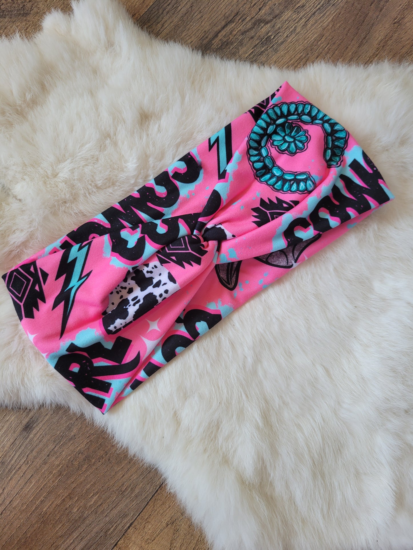 Hot pink black turquoise cowgirl