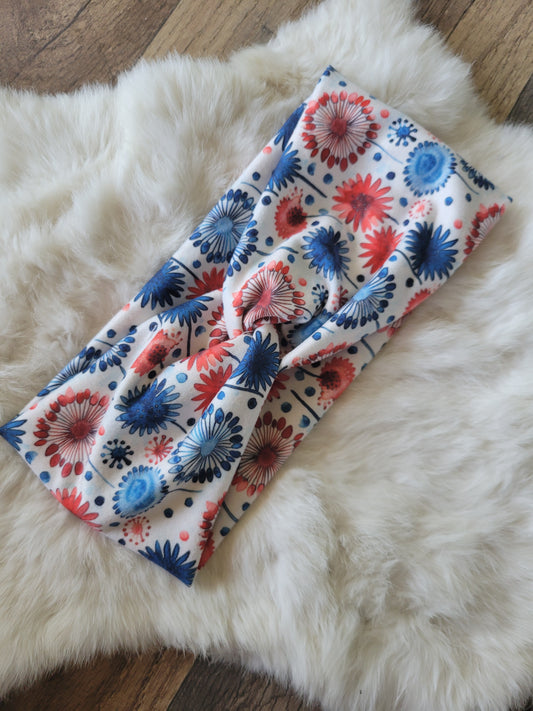 Red and blue water color florals