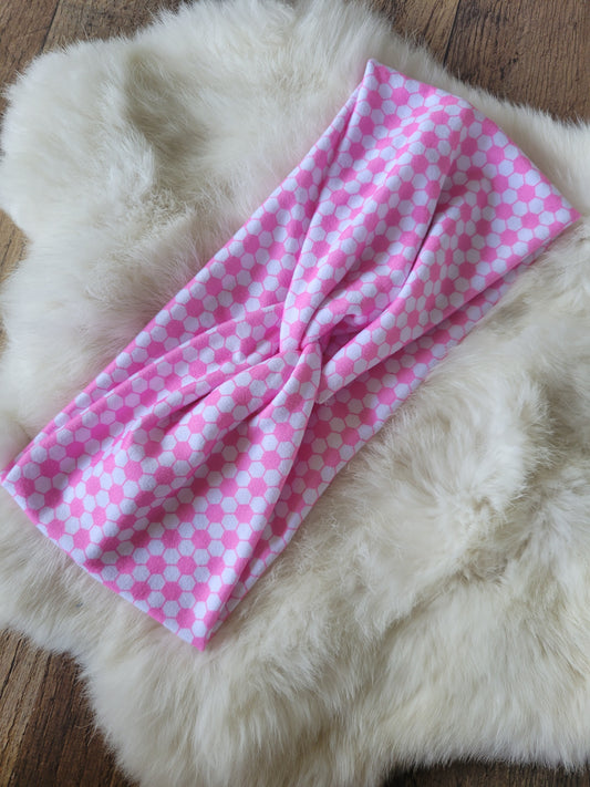 Pink soccer ball print