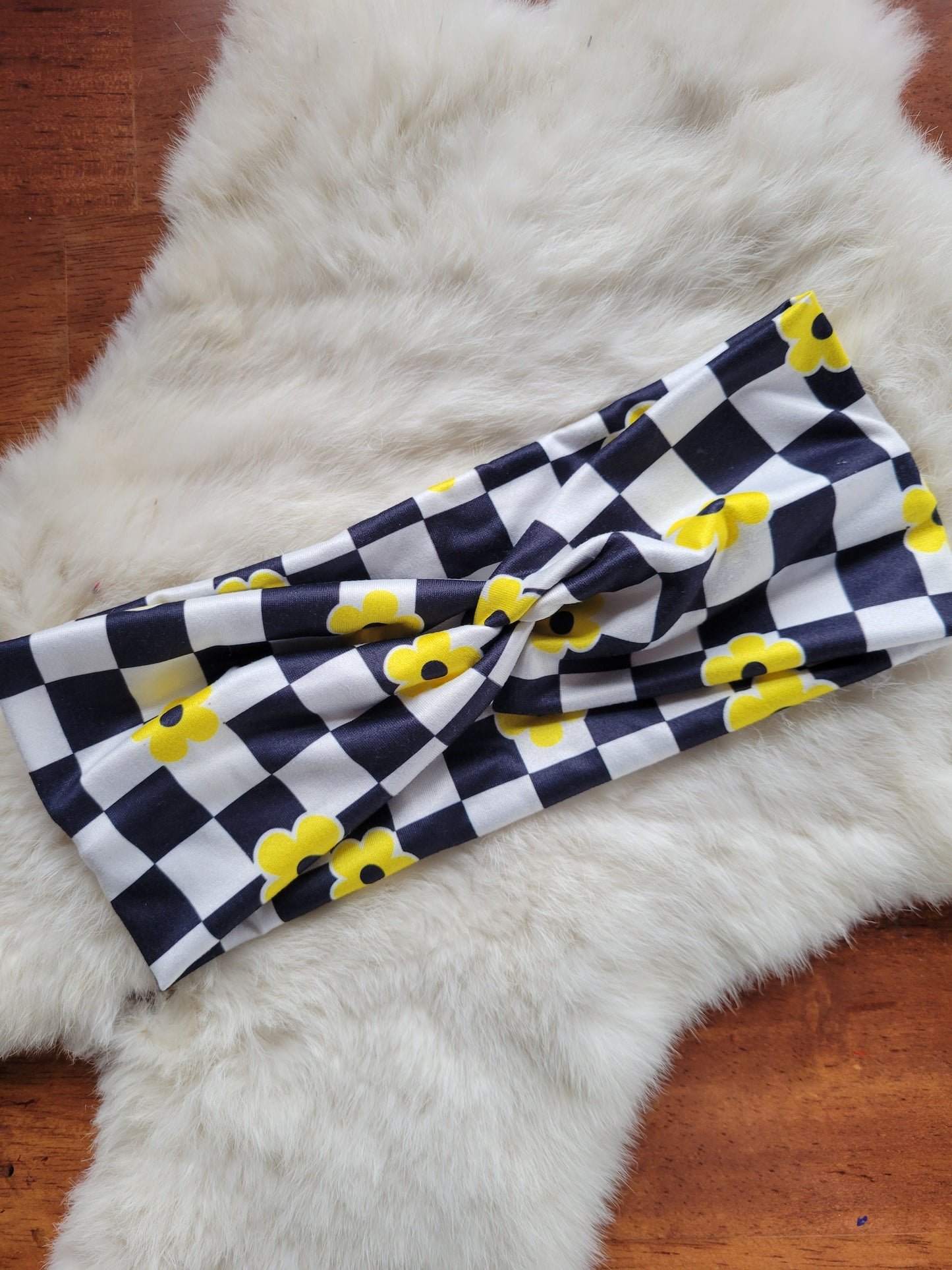 Checkered with yellow flowers
