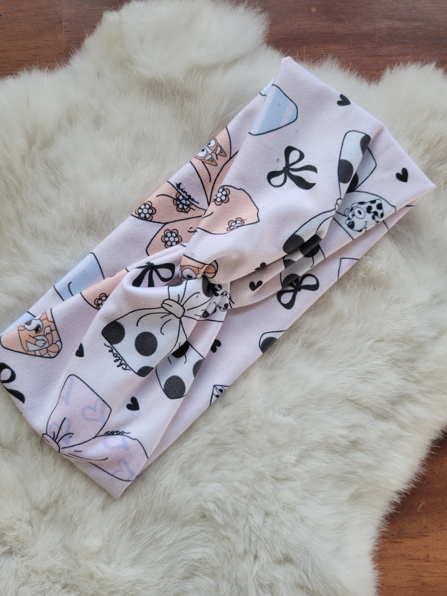 Blue dog character bows