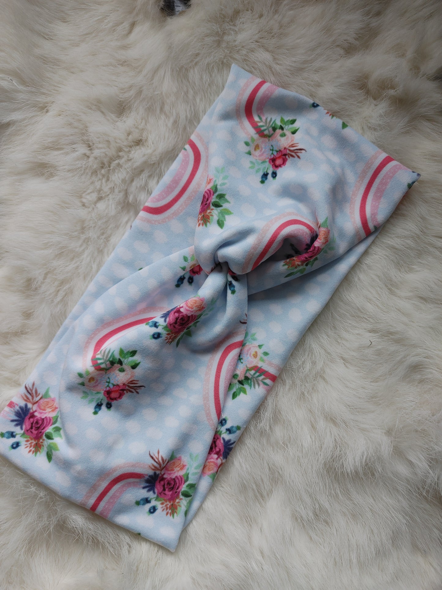 Light blue rainbow floral