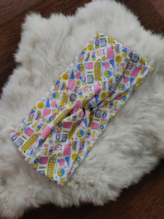 yellow pink and blue back to school