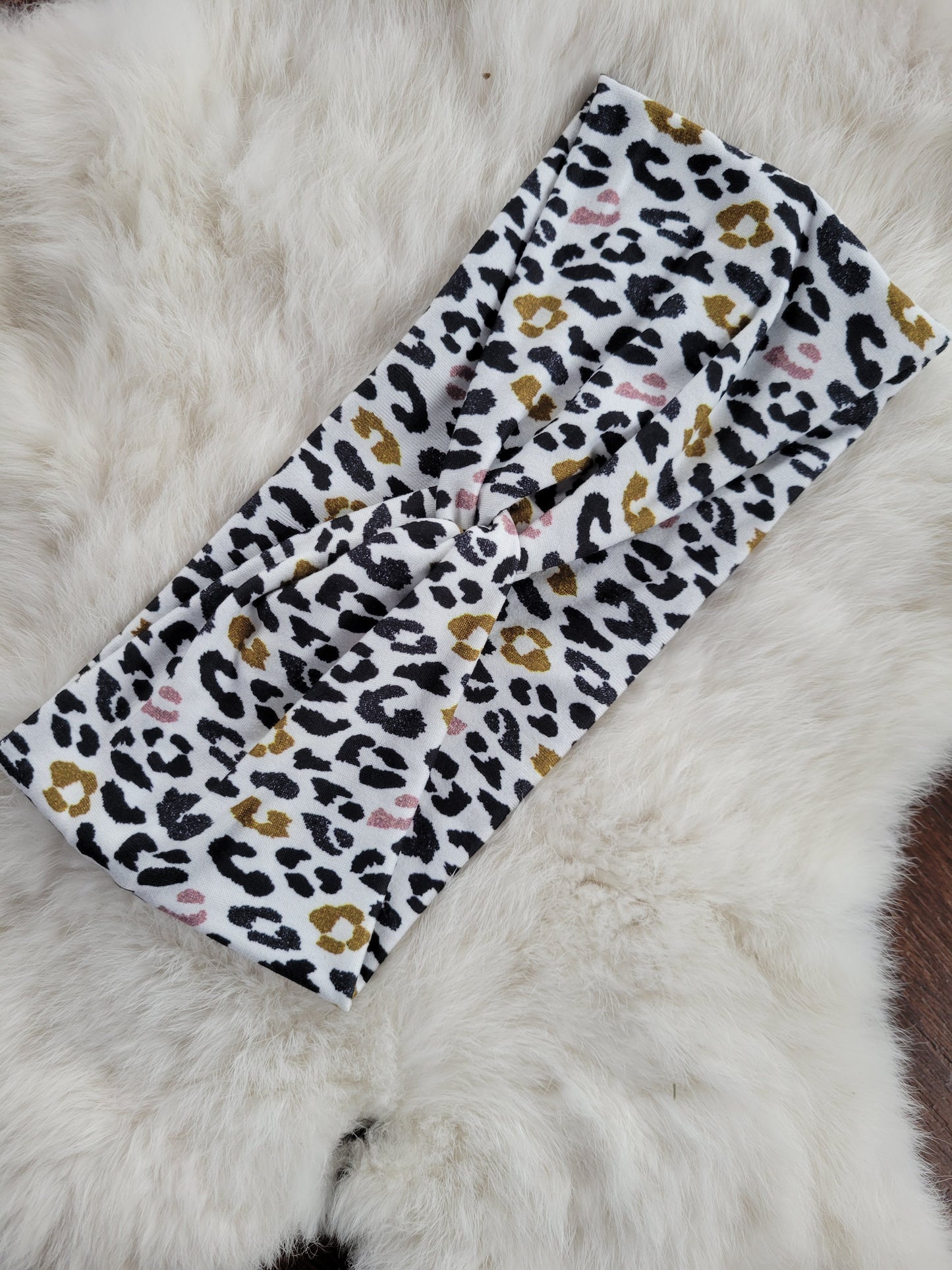 Gold pink black leopard