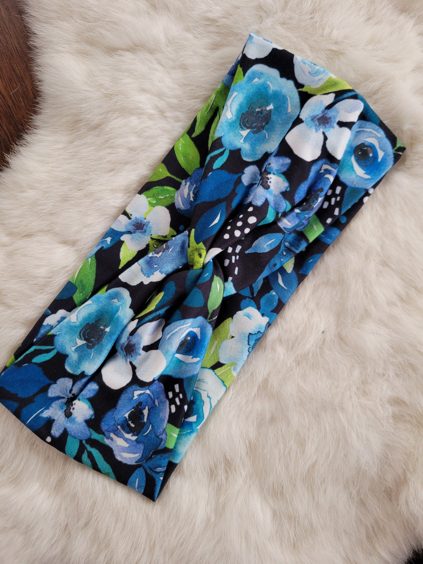Black with blue floral