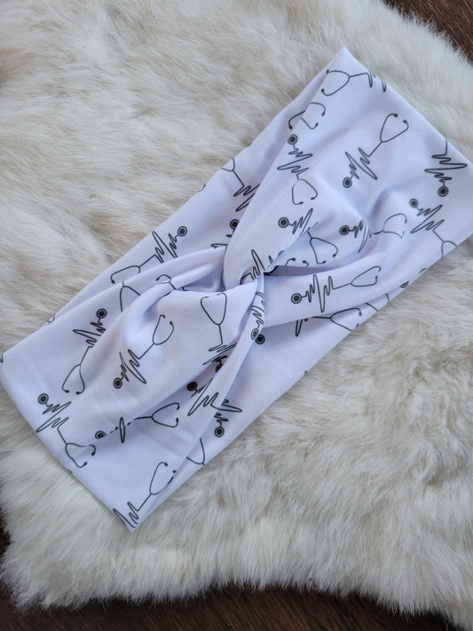 White stethoscope ekg