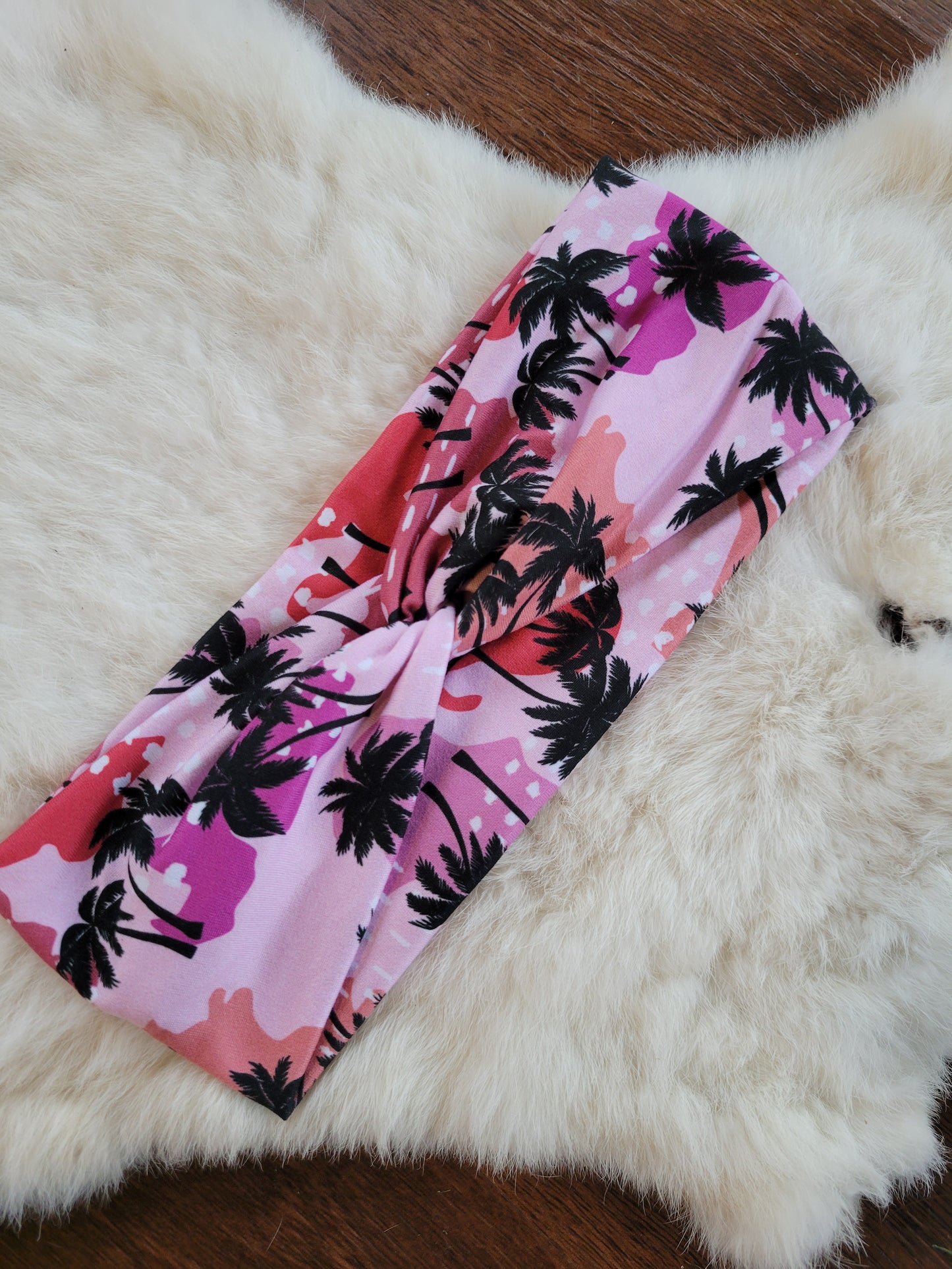 pink with palm tress