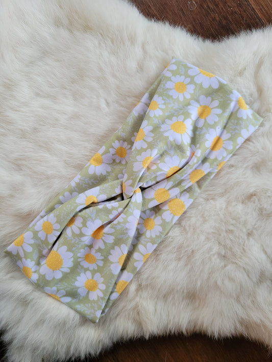 Sage green with daisies