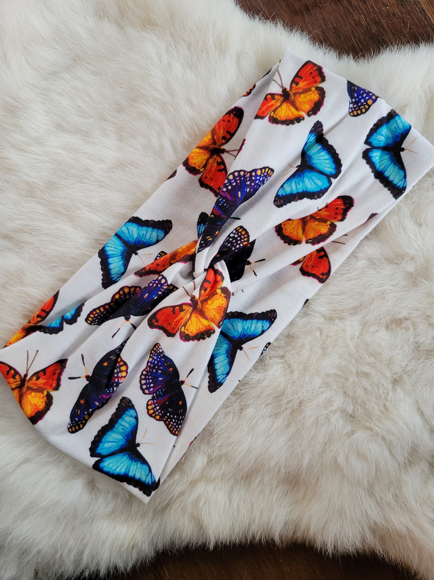 Bright orange and blue butterflies