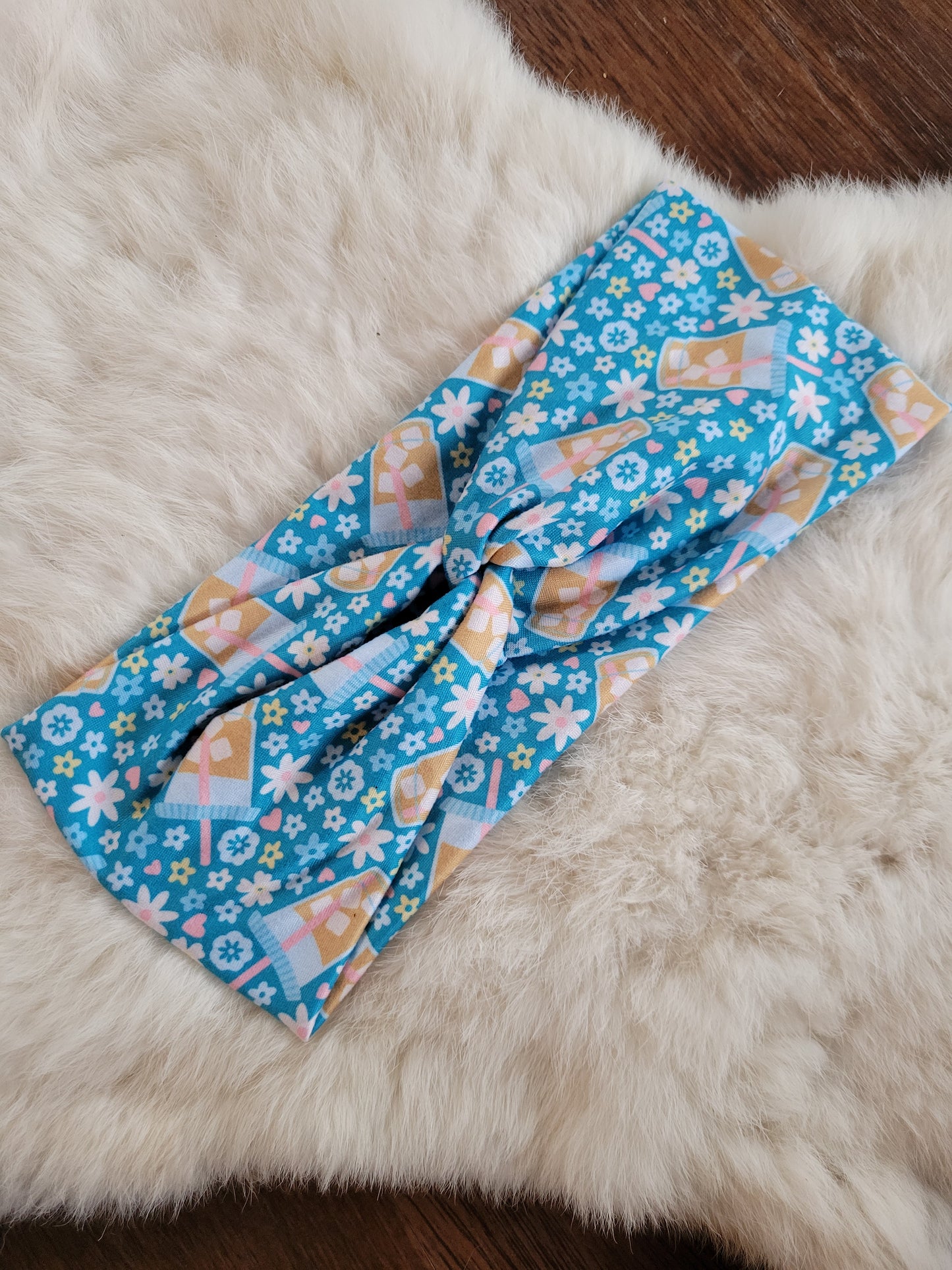 Blue floral iced coffee