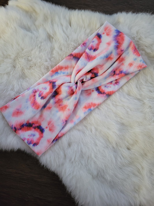 Red and blue swirl tie dye