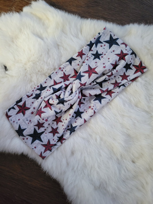 Distressed gray with blue and red stars