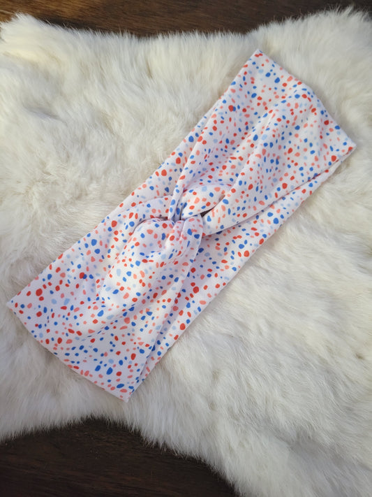 Red and blue speckled