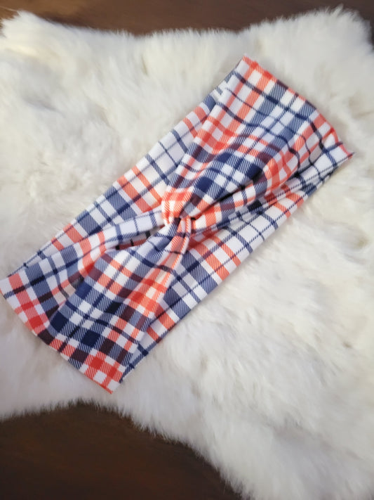Navy and red plaid
