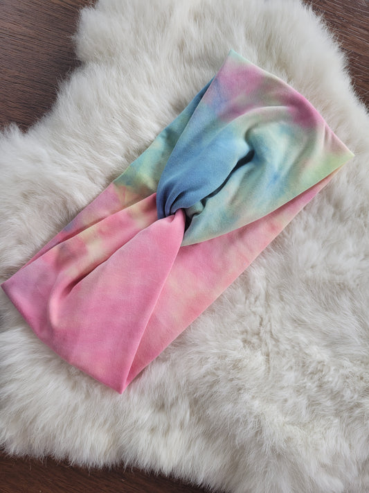 Pink blue and yellow tie dye