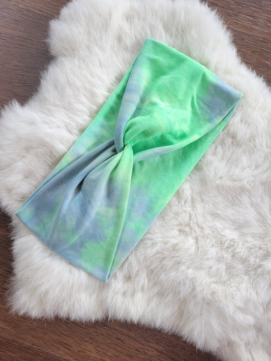 Neon green and blue tie dye