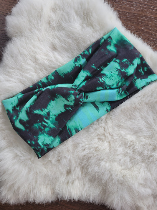 Green and black tie dye