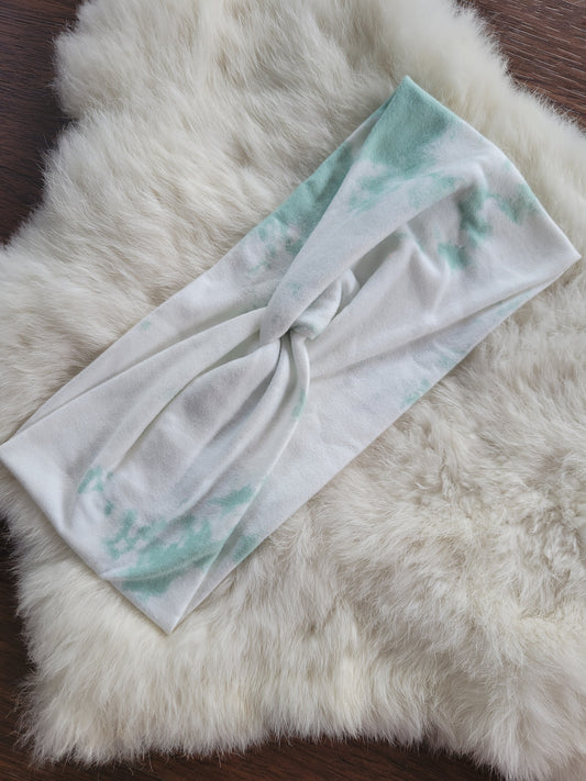 Green and white tie dye