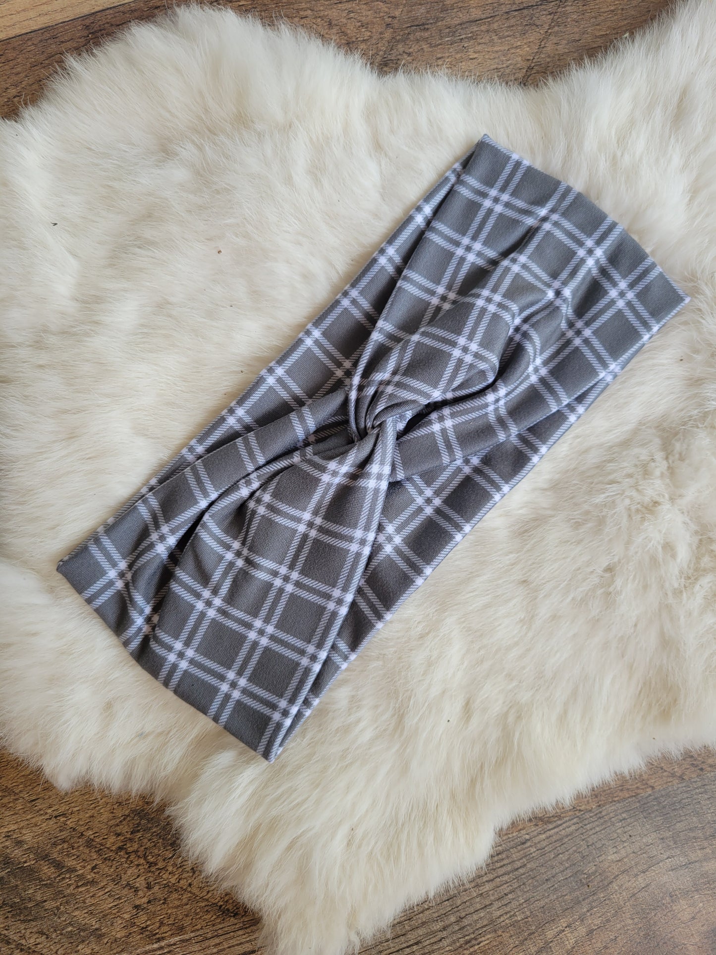Gray and white plaid