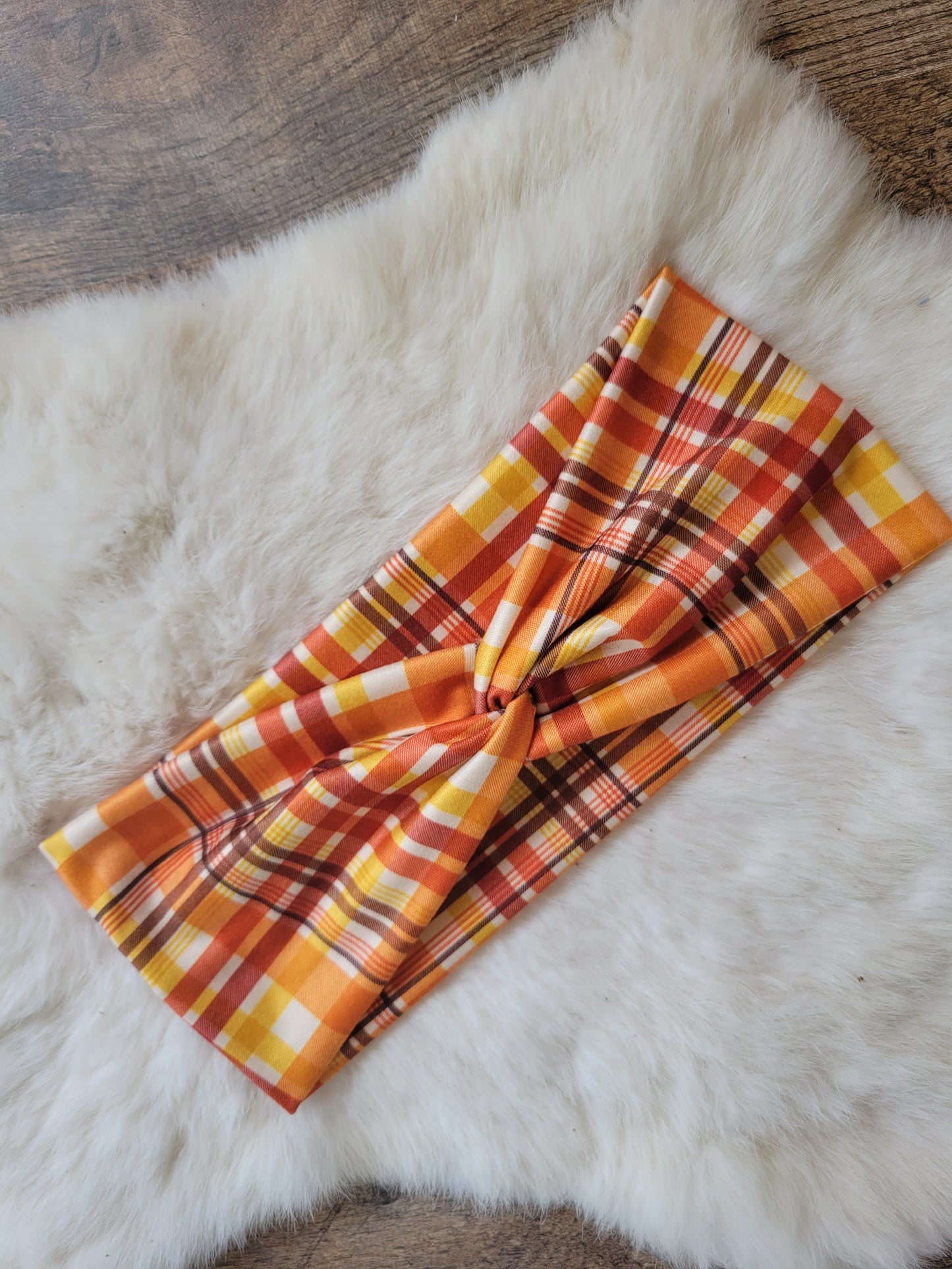 Red yellow orange brown plaid