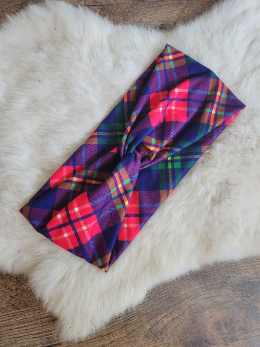 Navy red green plaid