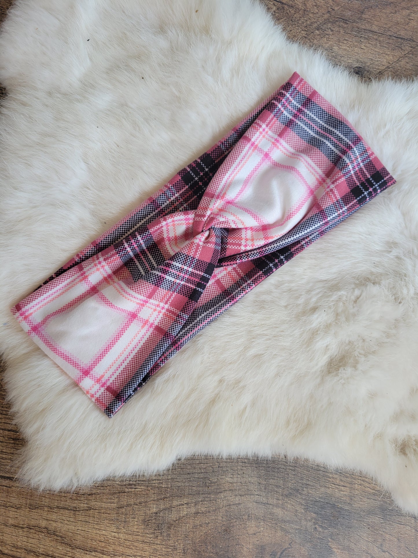 Pink black and white plaid