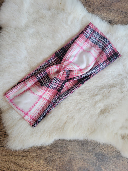 Pink black and white plaid