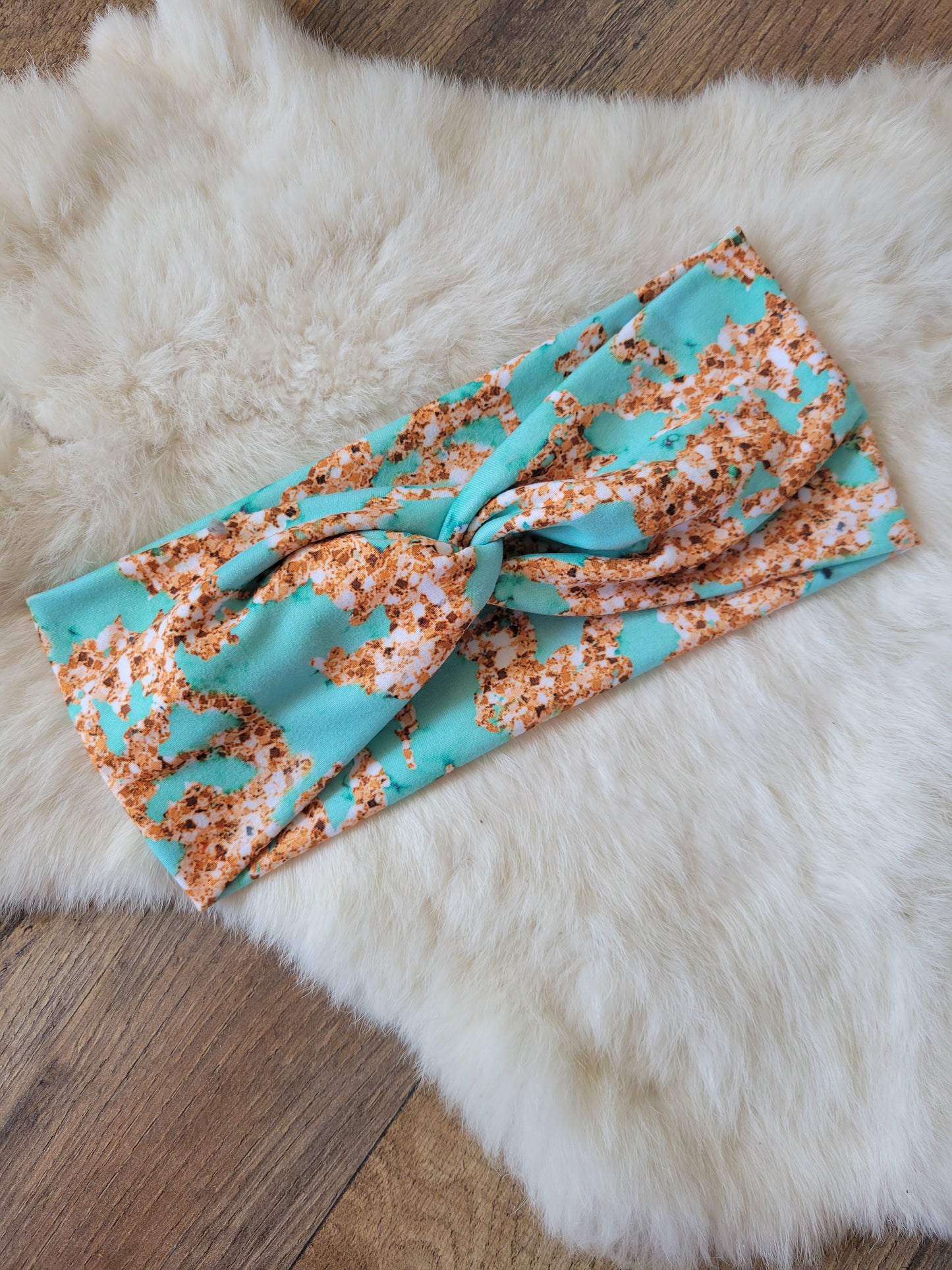 Turquoise with gold sparkle marbled