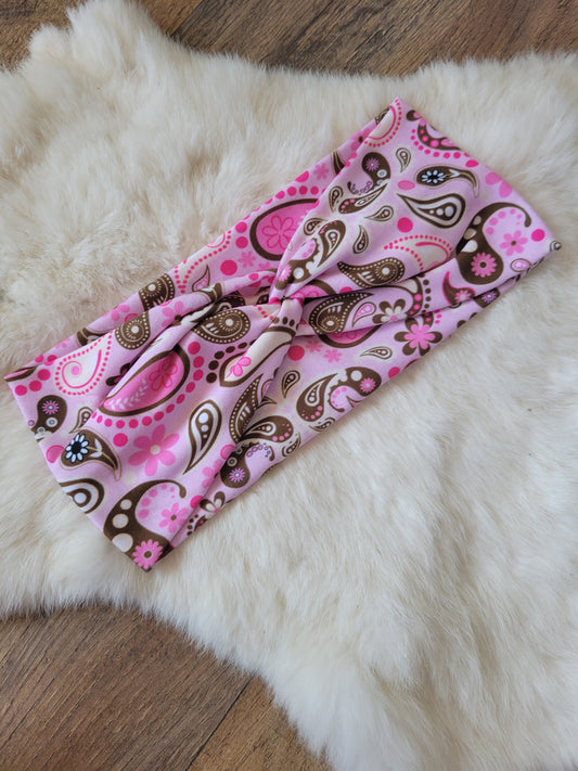 Pink and brown bandana paisley
