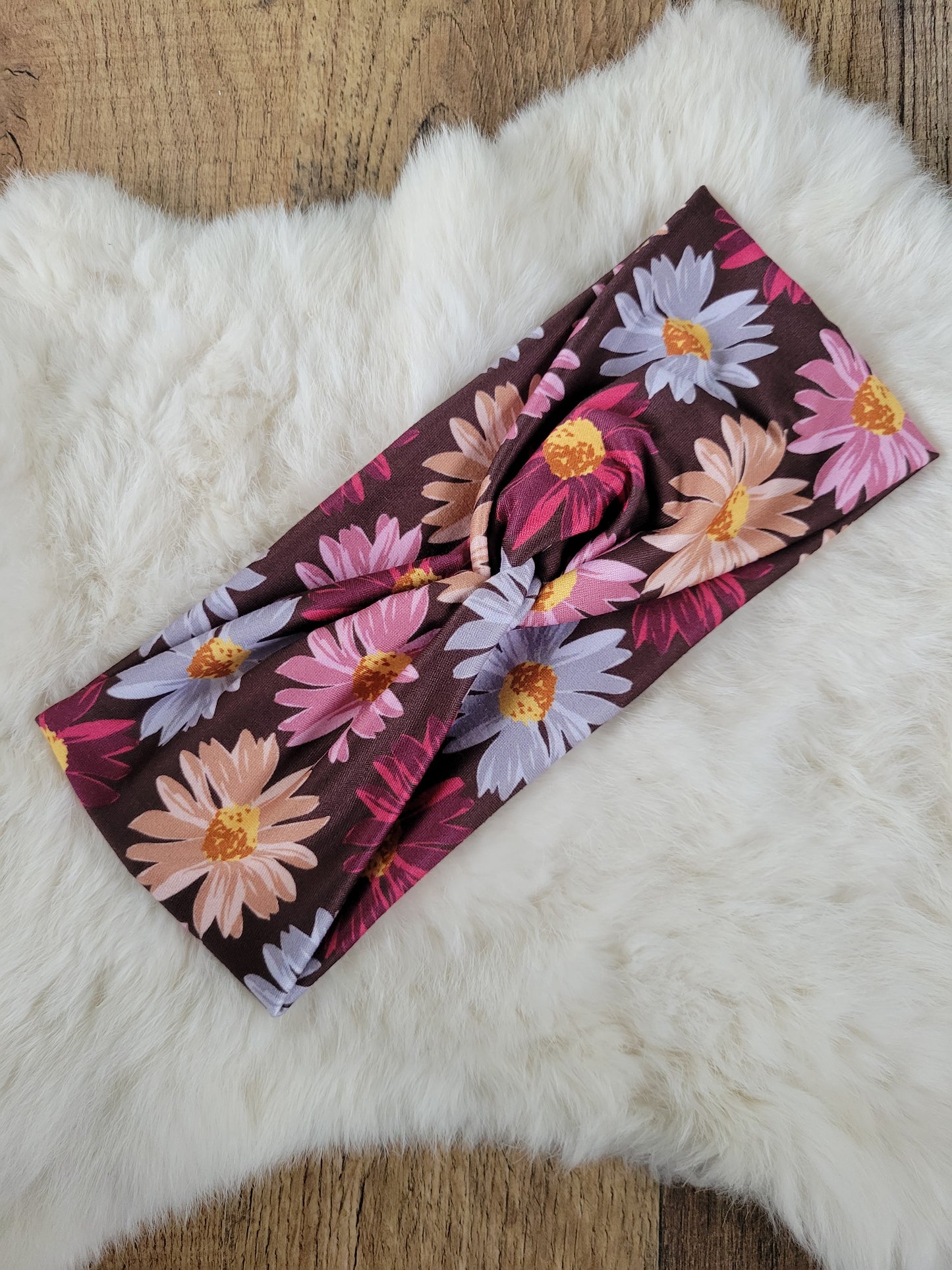 Brown with big daisies