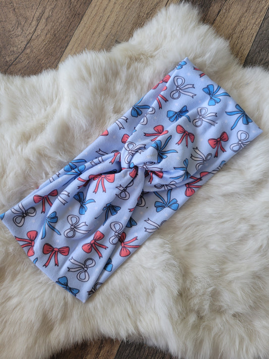 Red white and blue bows