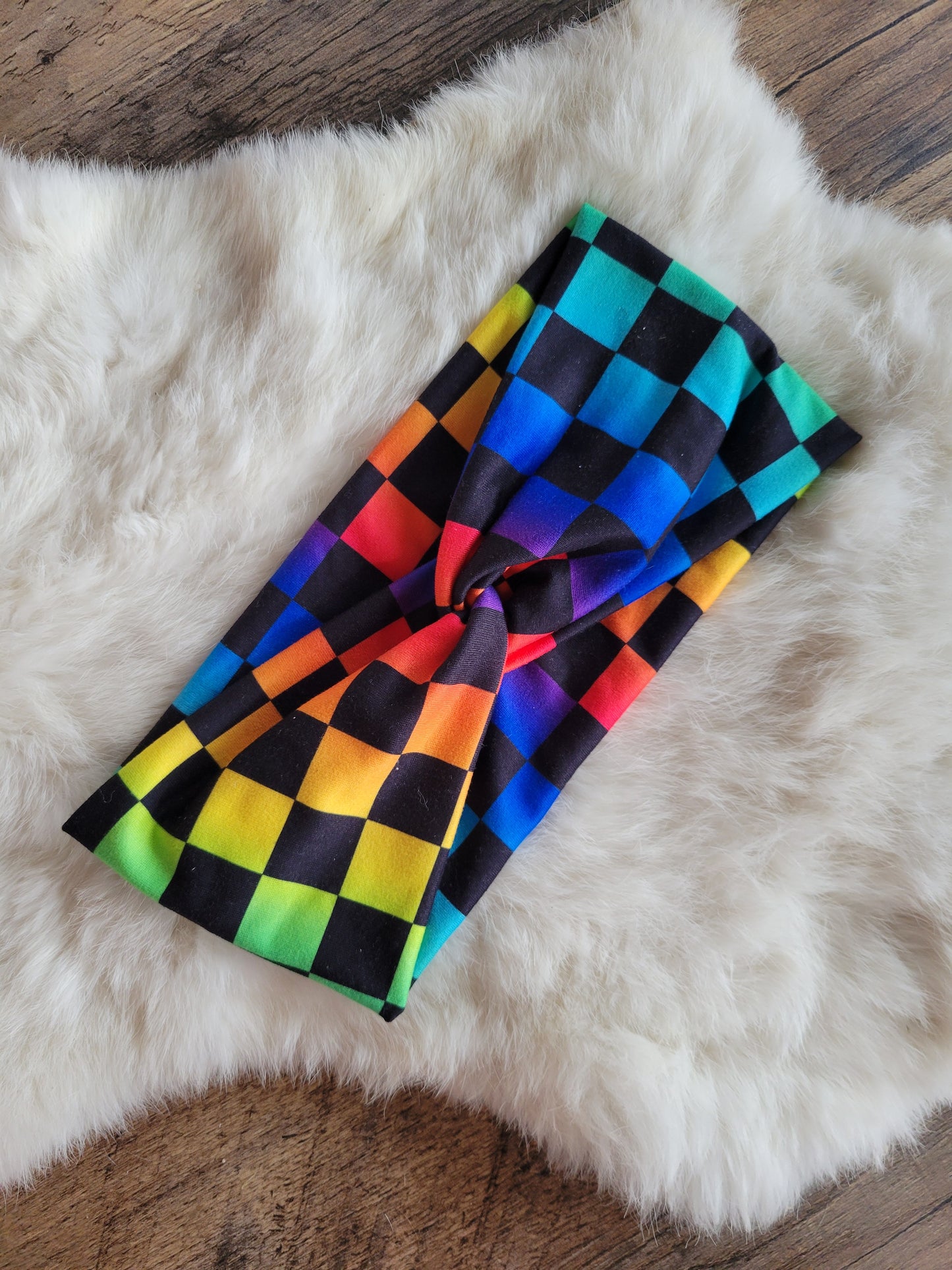 Rainbow and black checkered